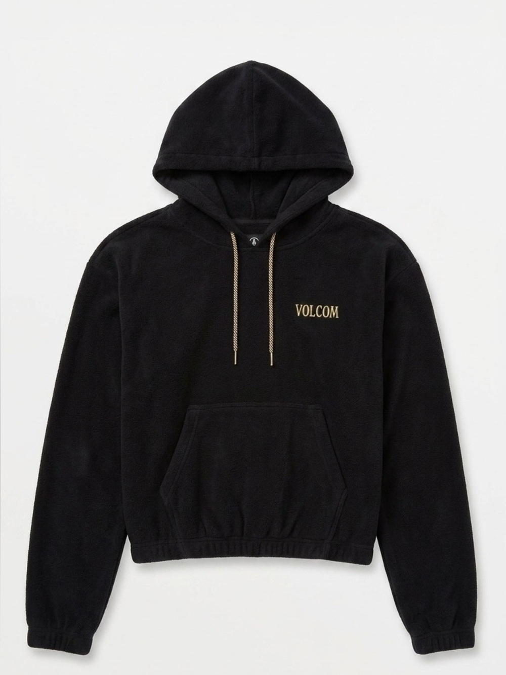 Volcom Girls Black Cropped Fleece Hoodie Oversized Sweater L 10/12 Youth